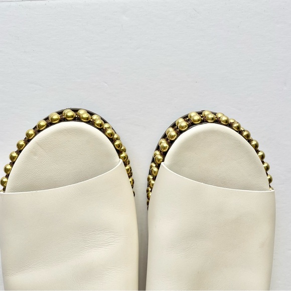 CHLOE Sawyer Slide Studded Flat Sandals Size 9 White Designer Slip On - Picture 3 of 5